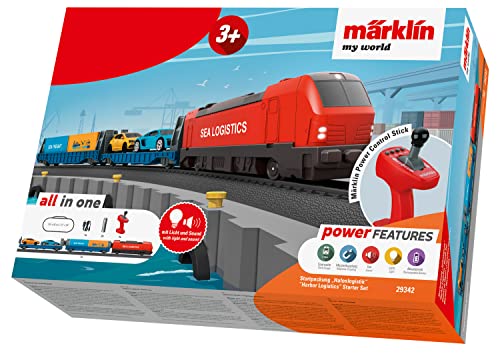 Märklin My World Startpackung Hafenlogistik - Elektrischer Güterzug H0 (55 cm) im Set mit 26 Schienenteilen - Modelleisenbahn mit Fernsteuerung für Kinder ab 3 Jahre