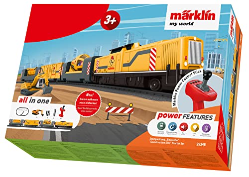 Märklin My World Spielzeugeisenbahn Startpackung Baustelle 29346 - Elektrischer Zug 48 cm mit Fernsteuerung - inklusive Betonmischer und Bagger für den BAU für Fans von Modelleisenbahnen ab 3 Jahre